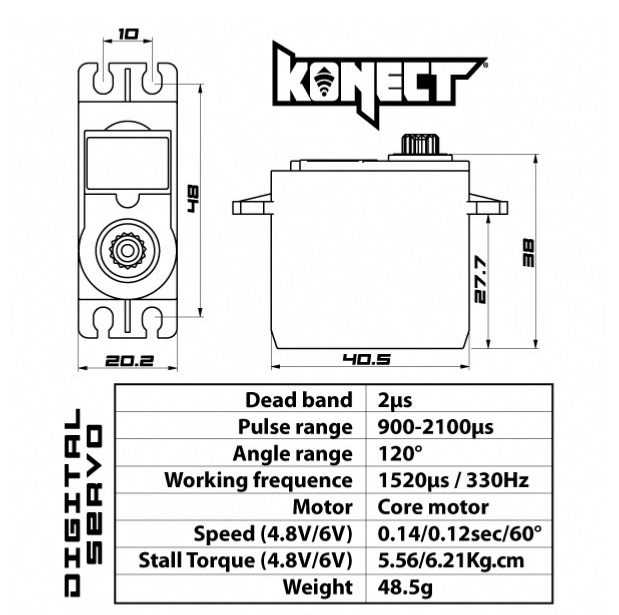 KONECT 6kg digitális szervó 0,12s - Standrad
