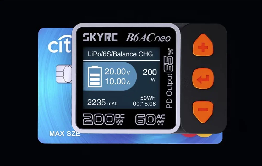 SkyRC B6AC neo töltő 200W AC/DC/USB-PD smart